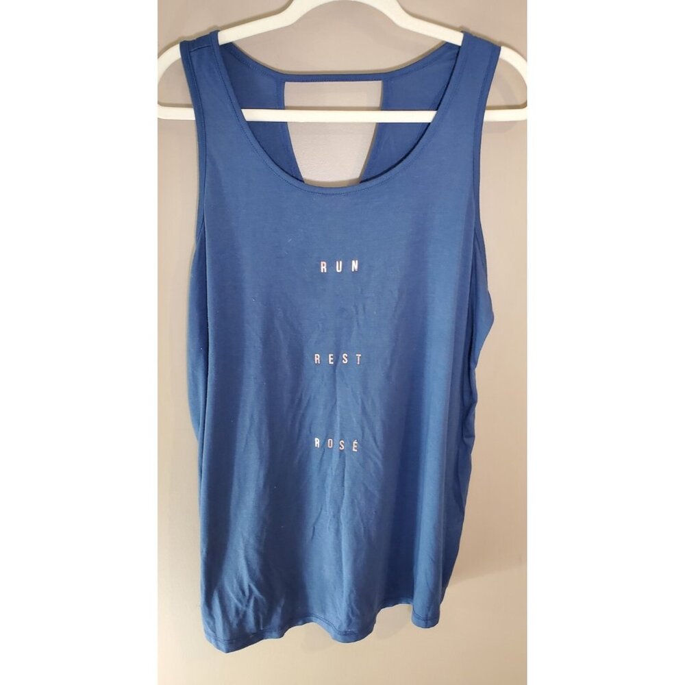 Run Rest Rose Blue Work Out Tank Top by Xersion Sz 2